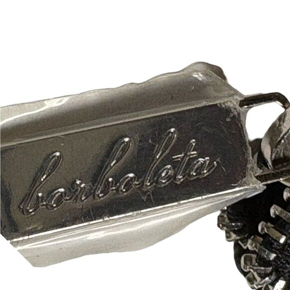 New Borboleta Black Pebbled Travel Make Up Bag Silver Tone Zipper Faux Leather - Picture 6 of 7